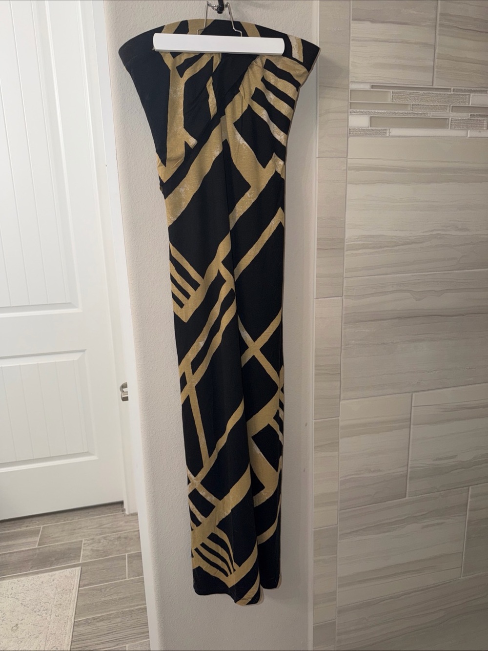 DKNYC Womens Strapless Maxi Dress Sz Xs Black Tan Stretch